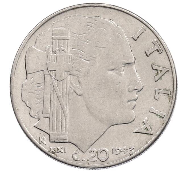 Монета 20 чентезимо 1943 года Италия (Артикул: K12-74069) — Фото №1