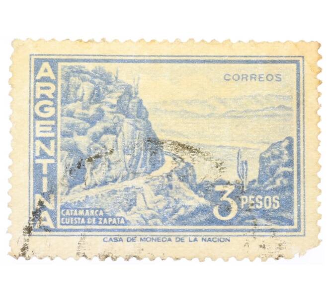 Почтовая марка 3 песо 1960 года Аргентина «Катамарка — Куэста Запата» (Артикул: P2-0936) — Фото №1