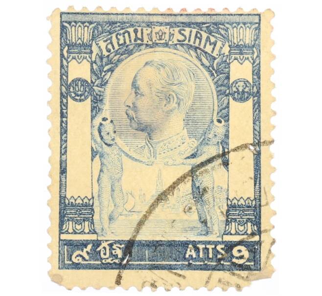 Почтовая марка 9 аттов 1908 года Таиланд «Король Чулалонгкорн» (Артикул: P2-0951) — Фото №1