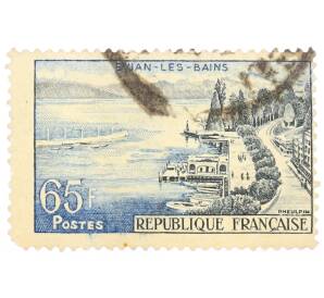 Почтовая марка 65 франков 1957 года Франция «Туризм — Эвиан-ле-Бен»