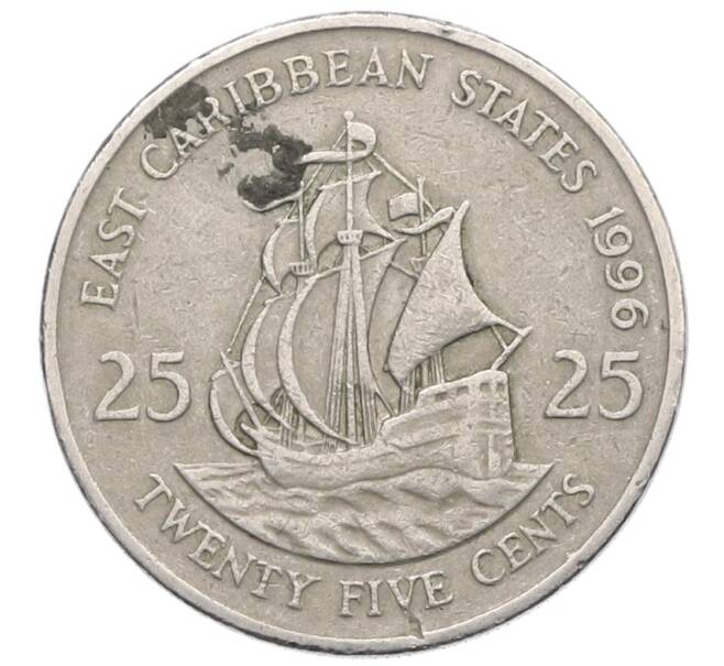 Монета 25 центов 1996 года Восточные Карибы (Артикул: T11-31494) — Фото №1