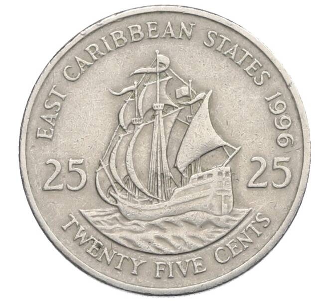 Монета 25 центов 1996 года Восточные Карибы (Артикул: T11-31495) — Фото №1