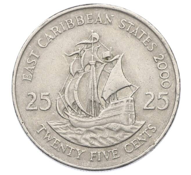 Монета 25 центов 2000 года Восточные Карибы (Артикул: T11-31497) — Фото №1