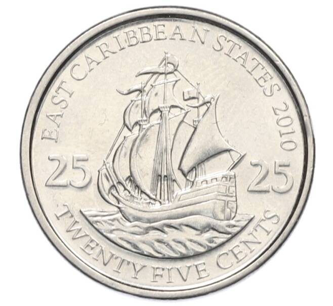 Монета 25 центов 2010 года Восточные Карибы (Артикул: T11-31499) — Фото №1