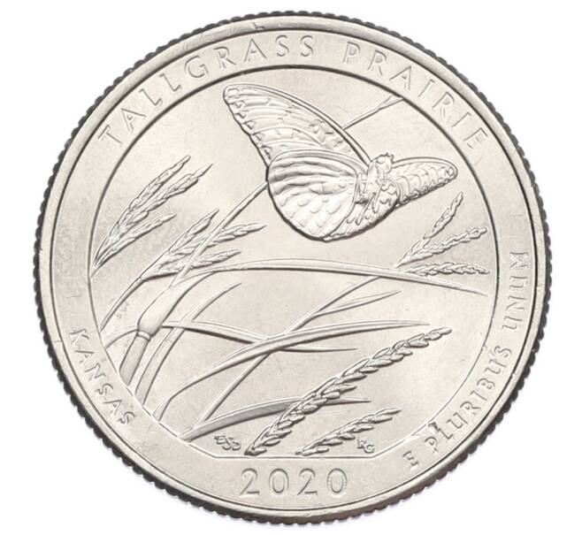 Монета 1/4 доллара (25 центов) 2020 года P США «Национальные парки — №55 Национальный заповедник Таллграсс Прейри» (Артикул: T11-31573) — Фото №1