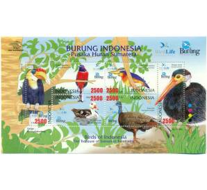 Полная серия марок 2009 года Индонезия «Птицы Индонезии» на листе