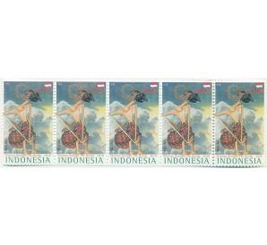 Сцепка из 5 марок 2000 рупий 2010 года Индонезия «Национальное культурное наследие» — Фото №1