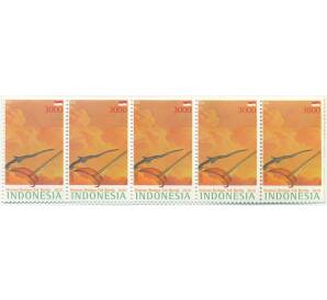 Сцепка из 5 марок 3000 рупий 2010 года Индонезия «Национальное культурное наследие» — Фото №1