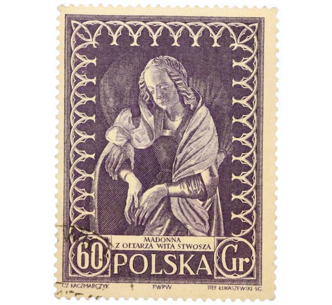 Почтовая марка 60 грошей 1956 года Польша «Вейт Штосс — Мадонна (сцена из готического алтаря в Краковии)» (Артикул: P2-1000) — Фото №1