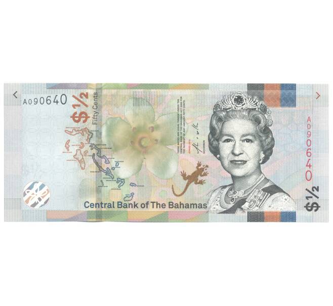 Банкнота 50 центов (1/2 доллара) 2001 года Багамские острова (Артикул B2-4898)