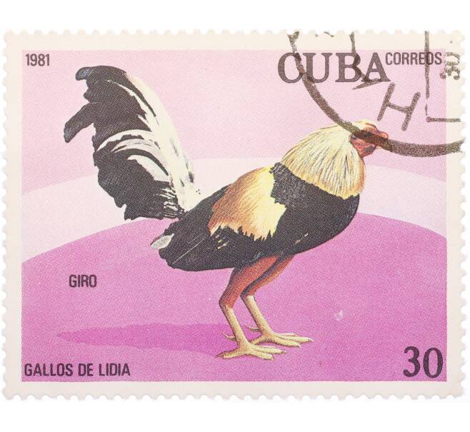 Почтовая марка 30 сентаво 1981 года Куба «Бойцовские петухи — Гиро» (Артикул: K12-74817) — Фото №1
