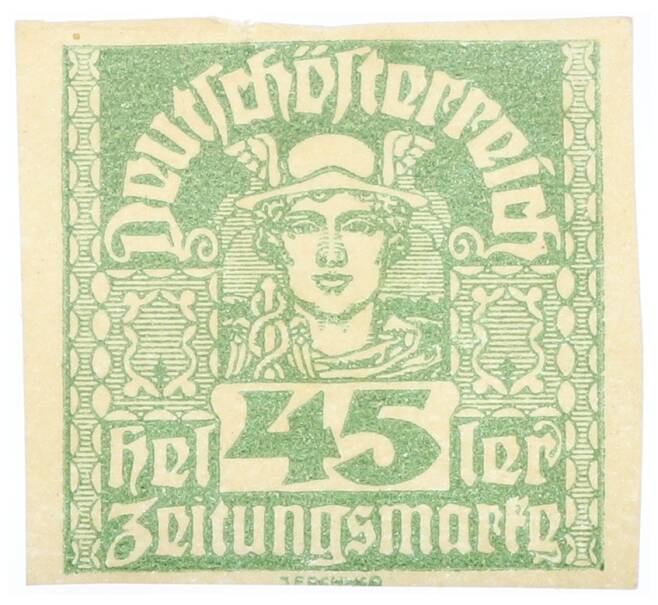 Почтовая марка 45 геллеров 1921 года Австрия «Меркурий» (Артикул: K12-74865) — Фото №1