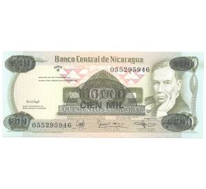 100000 кордоба 1987 года Никарагуа (надпечатка на банкноте 500 кордоба 1985) — Фото №1