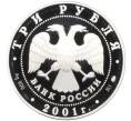 Монета 3 рубля 2001 года ММД «40 лет космического полета человека в космос — Юрий Алексеевич Гагарина» (Артикул: T11-33001) — Фото №2
