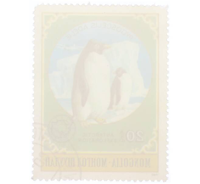 Почтовая марка 20 мунгу 1980 года Монголия «Животные и исследования Антарктики — Пингвин Адели» (Артикул: K12-74957) — Фото №2