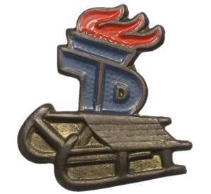 Значок Восточная Германия (ГДР) «Соревнования по санному спорту среди пионеров» — Фото №1