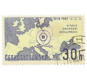 Почтовая марка 30 геллеров 1961 года Чехословакия «Международная выставка в Брно — Эмблема»