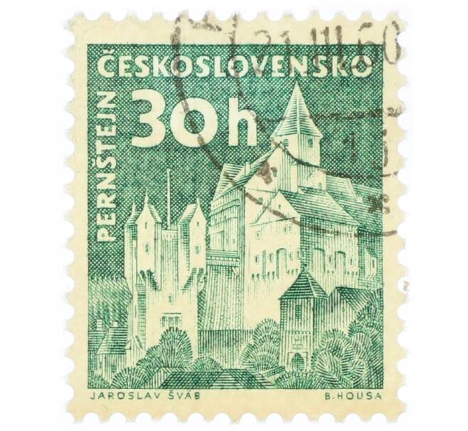 Почтовая марка 30 геллеров 1960 года Чехословакия «Замки — Пернштейн» (Артикул: P2-1093) — Фото №1