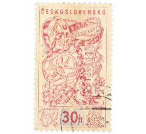 Почтовая марка 30 геллеров 1958 года Чехословакия «Международная выставка в Брюсселе — Ювелирные украшения»