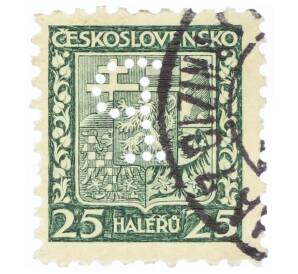 Почтовая марка 25 геллеров 1929 года Чехословакия «Герб»