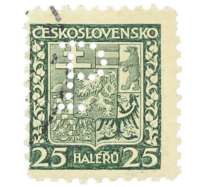 Почтовая марка 25 геллеров 1929 года Чехословакия «Герб» (Артикул: P2-1114) — Фото №1