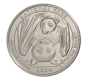 25 центов 2020 года S США Национальные парки — №51  Национальный парк Американского Самоа — Фото №1
