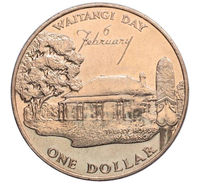 Монета 1 доллар 1977 года Новая Зеландия «25 лет правления Королевы Елизаветы II и День Вайтанги» (Артикул: K10-10829) — Фото №1
