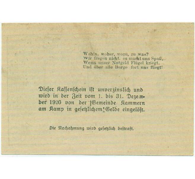 Банкнота 50 геллеров 1920 года Австрия — Хадерсдорф-ам-Камп (Нотгельд) (Артикул: B2-15115) — Фото №2