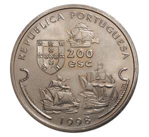 200 эскудо 1998 года Португалия «Путешествие Васко да Гамы — Портрет» — Фото №2