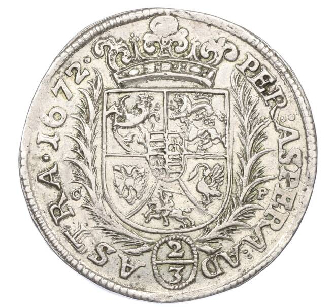 Монета 2/3 таллера 1672 года Шлейзвиг-Гольштейн-Готторп (Артикул: K10-11015) — Фото №2