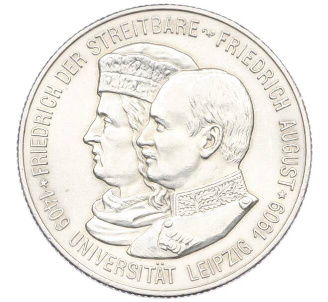 Монета 2 марки 1909 года Германия (Саксония) «500 лет Лейпцигскому университету» (Артикул: K4-1084) — Фото №1