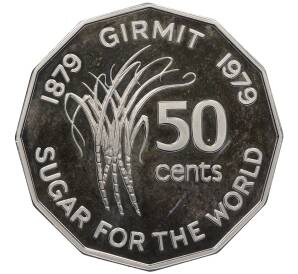 50 центов 1979 года Фиджи «ФАО — 100 лет появлению индийцев на Фиджи» (Proof) — Фото №1