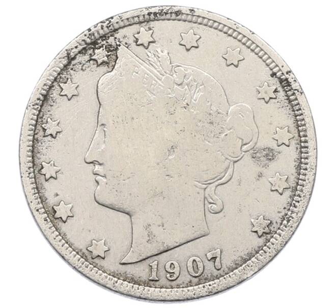 Монета 5 центов 1907 года США (Артикул: K4-1155) — Фото №1