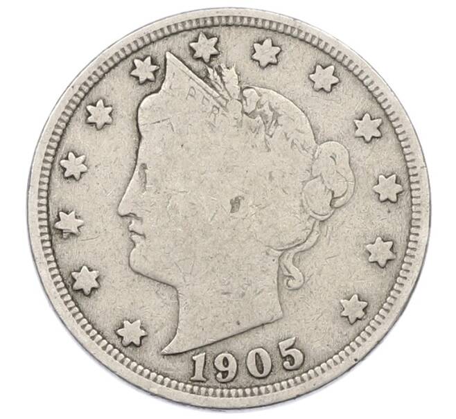 Монета 5 центов 1905 года США (Артикул: K4-1159) — Фото №1