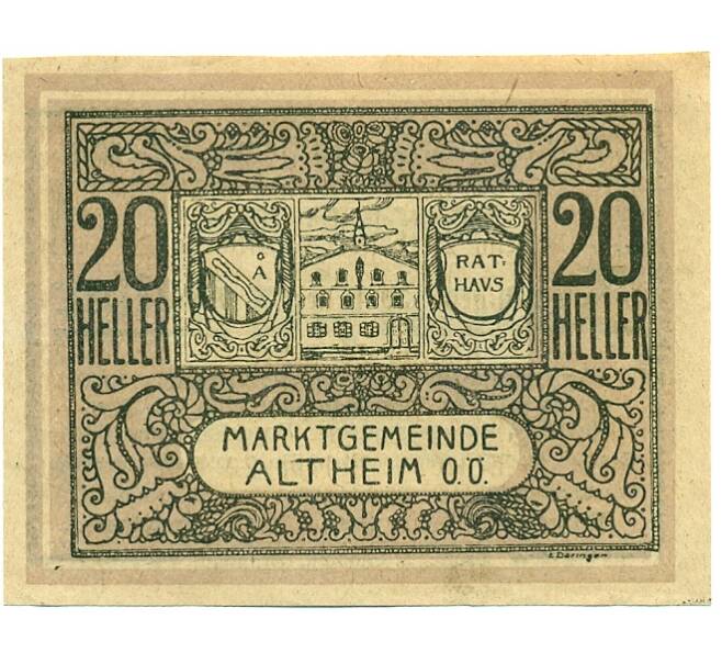 Банкнота 20 геллеров 1920 года Австрия — Альтхайм (Нотгельд) (Артикул: B2-15233) — Фото №1