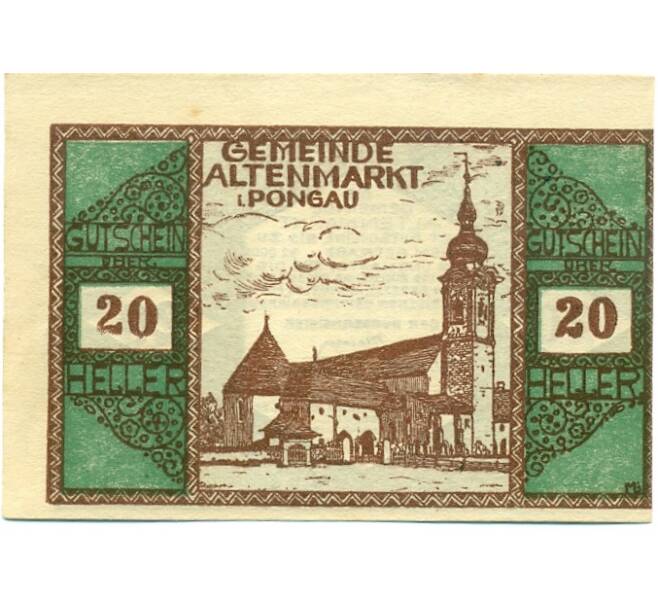 Банкнота 20 геллеров 1920 года Австрия — Коммуна Альтенмаркт (Нотгельд) (Артикул: B2-15236) — Фото №1
