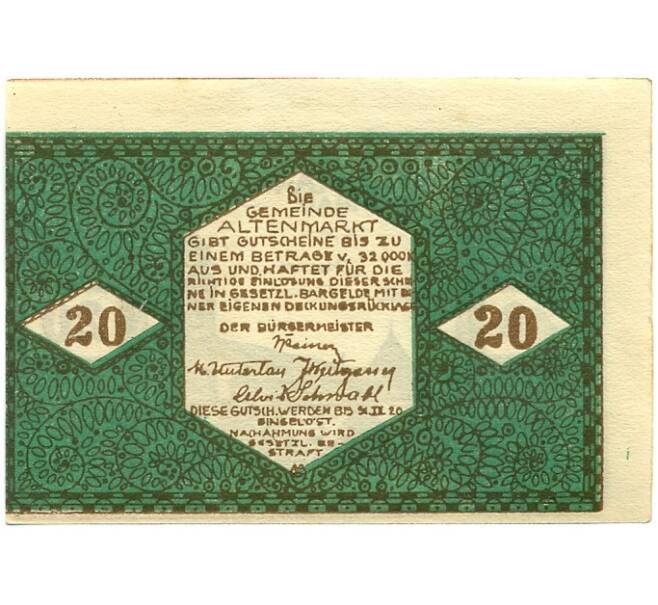 Банкнота 20 геллеров 1920 года Австрия — Коммуна Альтенмаркт (Нотгельд) (Артикул: B2-15236) — Фото №2