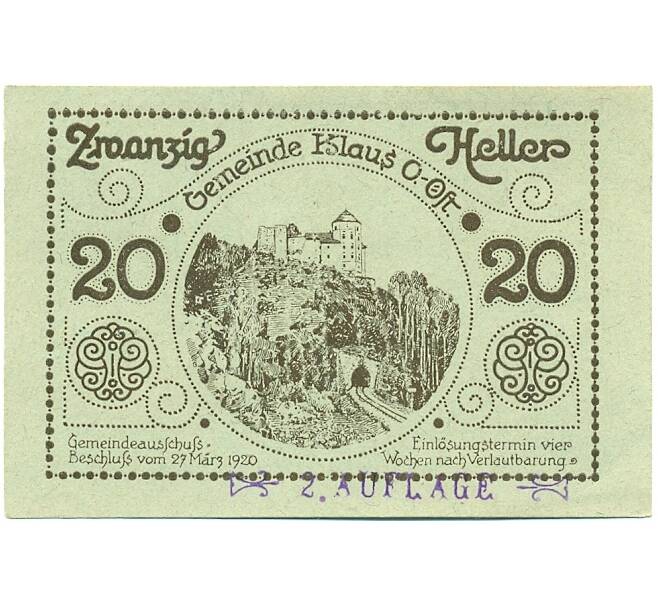 Банкнота 20 геллеров 1920 года Австрия — Коммуна Клаус (Нотгельд) (Артикул: B2-15313) — Фото №1