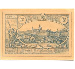 20 геллеров 1920 года Австрия — Коммуна Санкт-Флориан (Нотгельд) — Фото №1