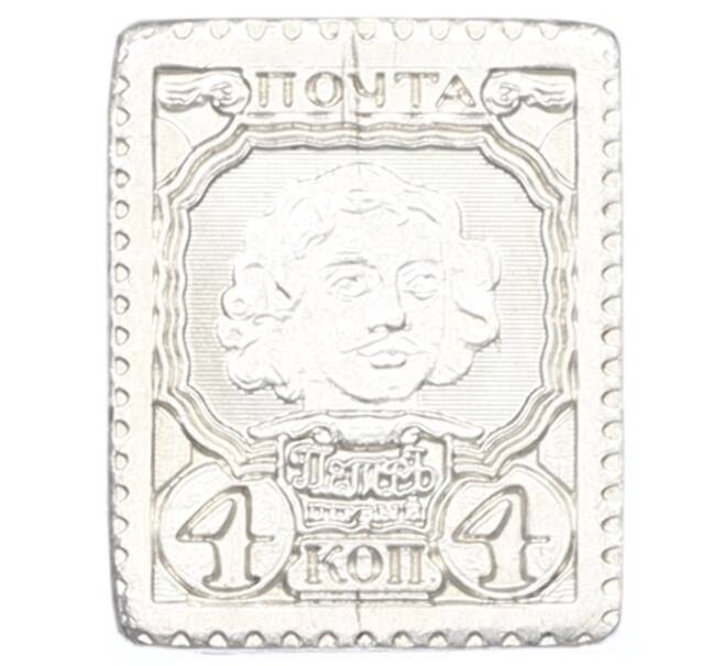 Водочный жетон марки Премиум с серебром «4 копейки — Петр I» (Артикул: T11-33540) — Фото №1