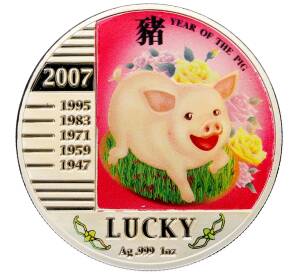 1 доллар 2007 года Ниуэ «Китайский гороскоп — Год свиньи (удача)» — Фото №1