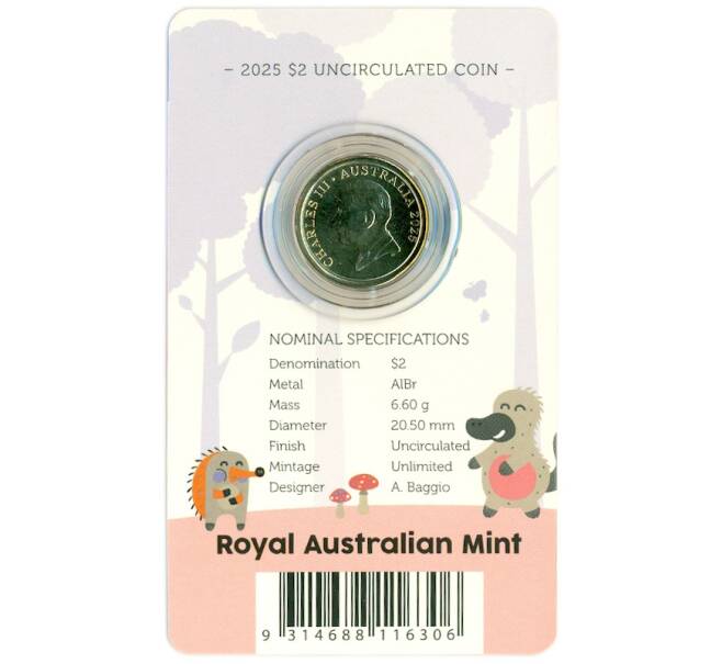 Монета 2 доллара 2025 года Австралия «Зубная фея» (в блистере) (Артикул: K4-1171)