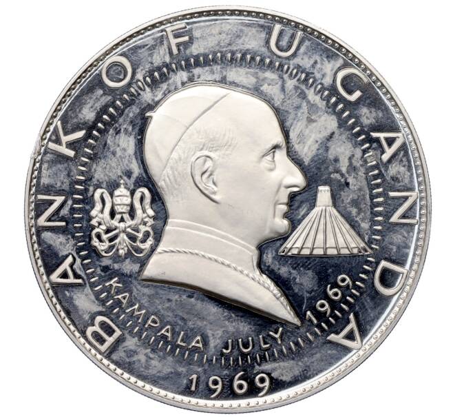 Монета 30 шиллингов 1969 года Уганда «Визит Папы Римского Павла VI» (Артикул: K10-11034) — Фото №1