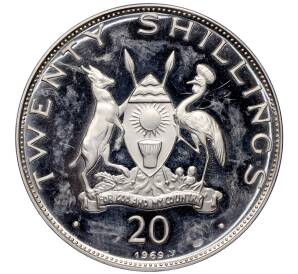 20 шиллингов 1969 года Уганда «Визит Папы Римского Павла VI» — Фото №2