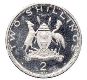 2 шиллинга 1969 года Уганда «Визит Папы Римского Павла VI» — Фото №2