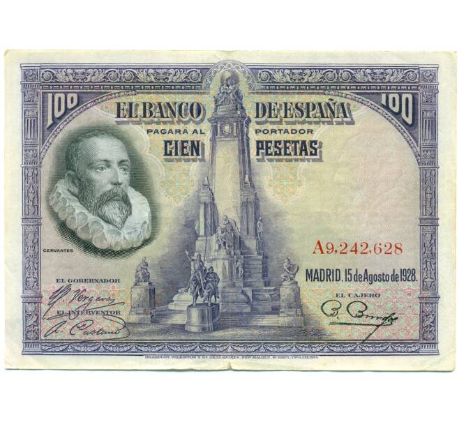 Банкнота 10 песет 1928 года Испания (Артикул: K4-1191) — Фото №1
