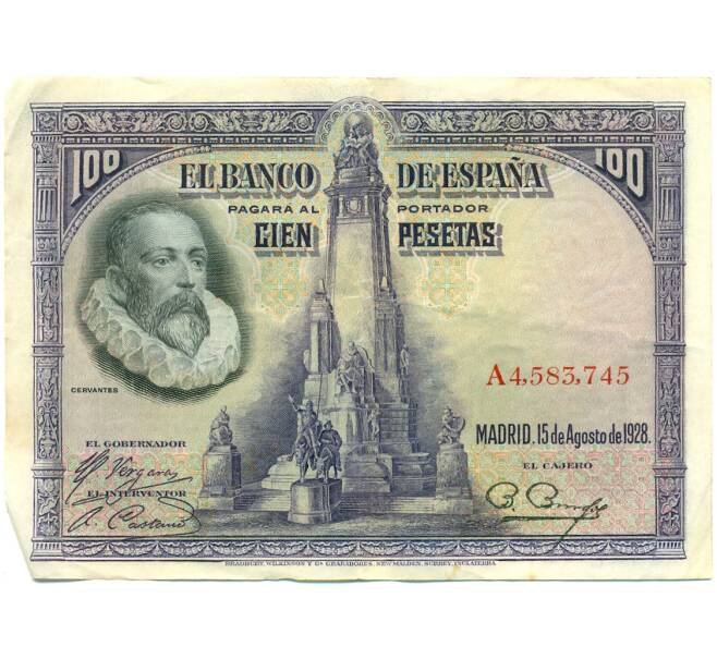 Банкнота 10 песет 1928 года Испания (Артикул: K4-1192) — Фото №1