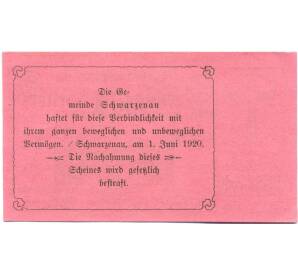30 геллеров 1920 года Австрия — Шварценау (Нотгельд) — Фото №2