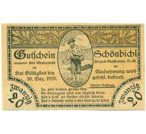 20 геллеров 1920 года Австрия — Цитбальче (Нотгельд) — Фото №1