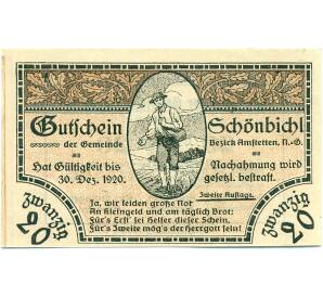 20 геллеров 1920 года Австрия — Цитбальче (Нотгельд) — Фото №1